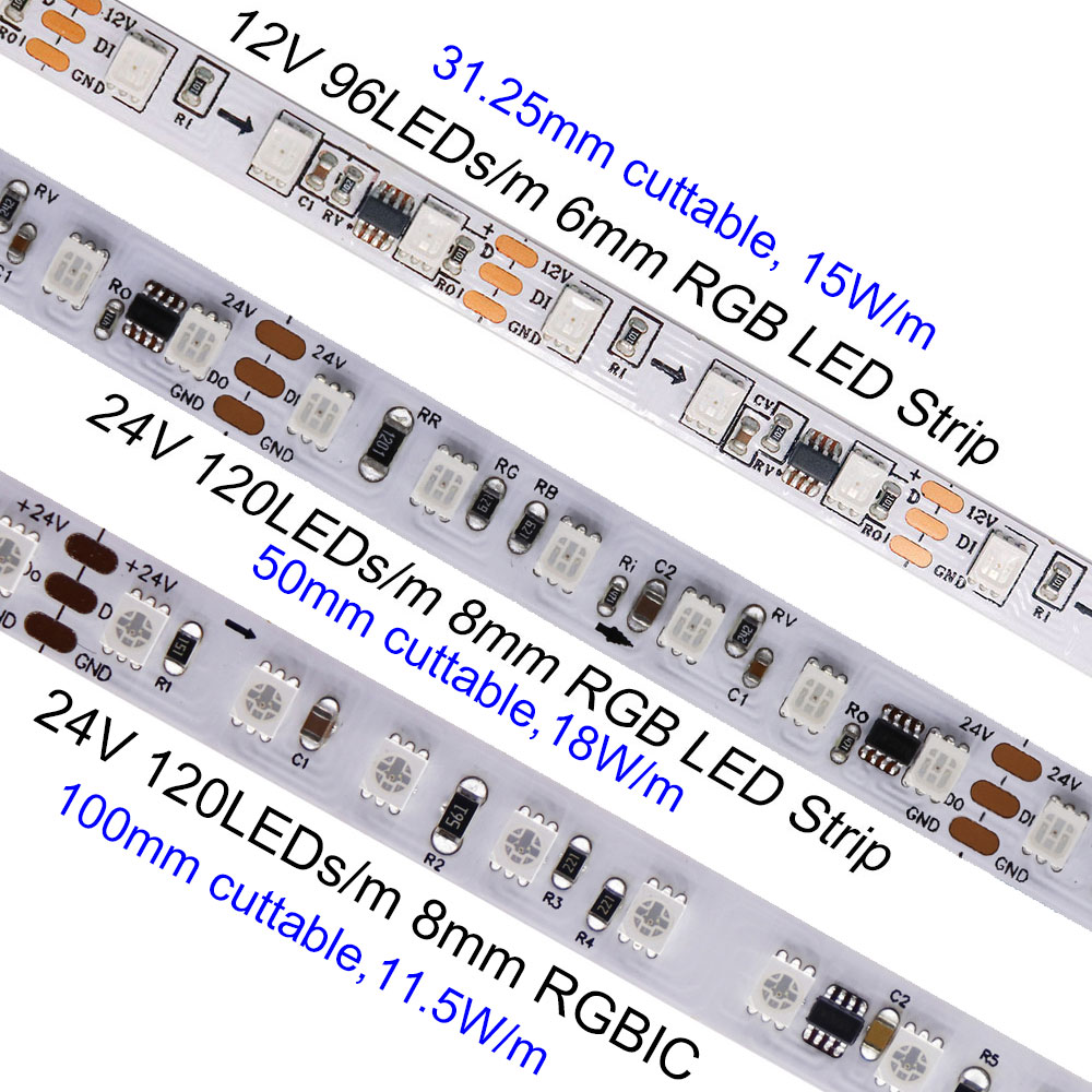 24V 12V Addressable RGB LED Strip 3 Pin TM1934 2835 SMD Lights